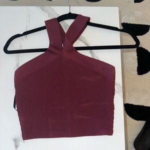 Aritzia, like new, burgundy cross strap top. Babaton size small